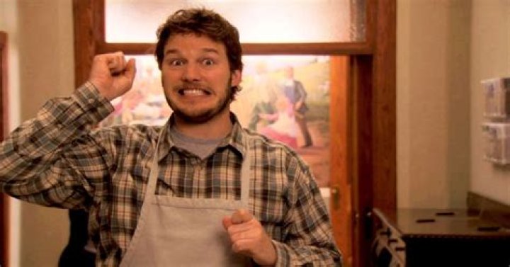 Chris Pratt as Andy Dwyer, Aubrey Plaza as April Ludgate, and Aziz Ansari as Tom Haverford watch Jim O'Heir as Jerry Gergich react after he drops a file box.