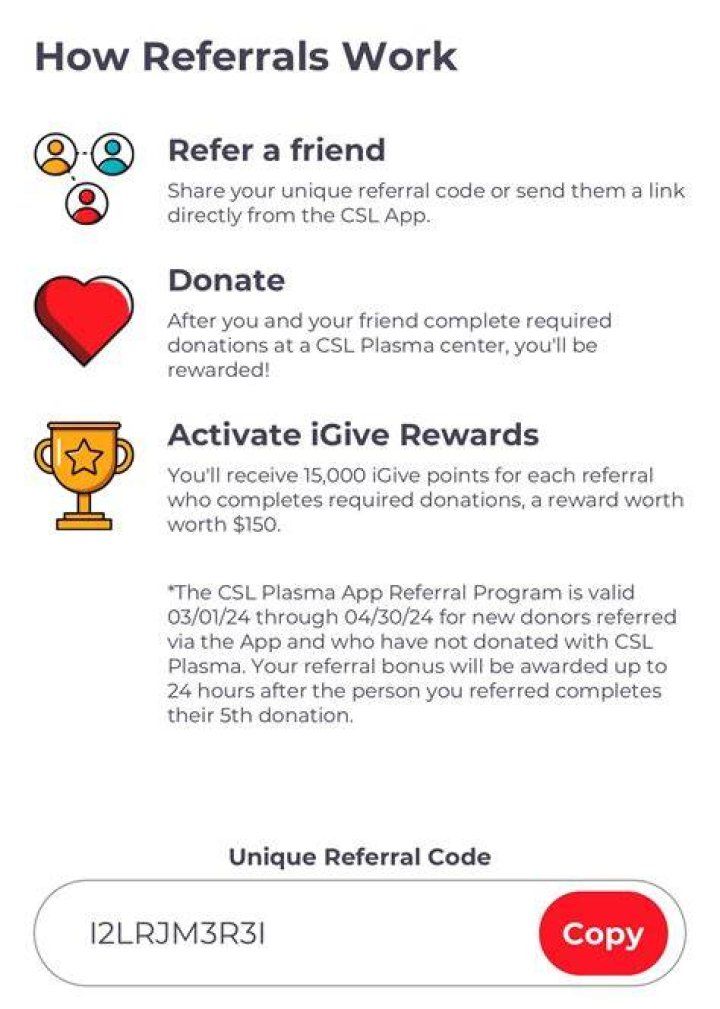 Does CSL Plasma give referral bonus?
