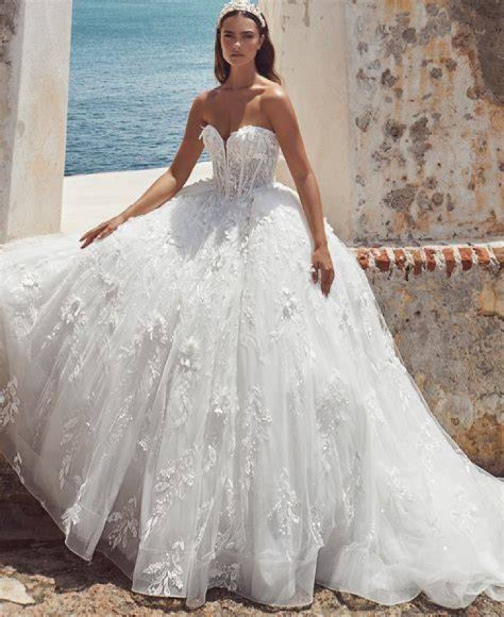 Gown, Wedding dress, Dress, Bride, Clothing, Photograph, Bridal clothing, White, Shoulder, Bridal party dress, Gown, Wedding dress, Dress, Bride, Clothing, Photograph, Bridal clothing, White, Shoulder, Bridal party dress,