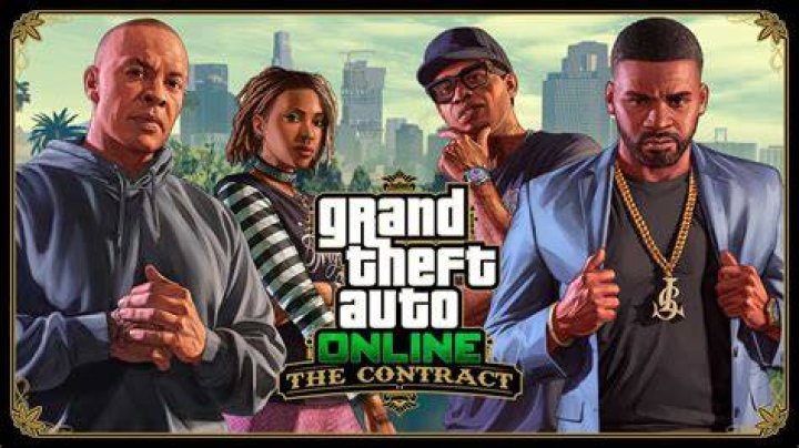 GTA Online The Contract DLC Agency Services Company Helicopter on Helipad. The Helicopter is black and green, it is on a green helipad on top of the Agency Building in the middle of Los Santos