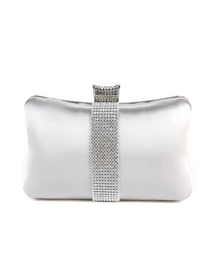 Large Leather-Trimmed Satin Clutch Large Leather-Trimmed Satin Clutch
