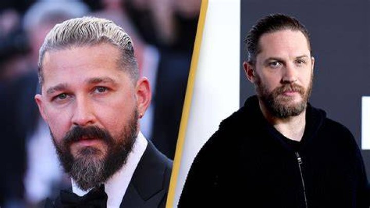 (L-R) Tom Hardy and Shia LaBeouf smiling