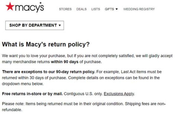 Macy’s Return Policy