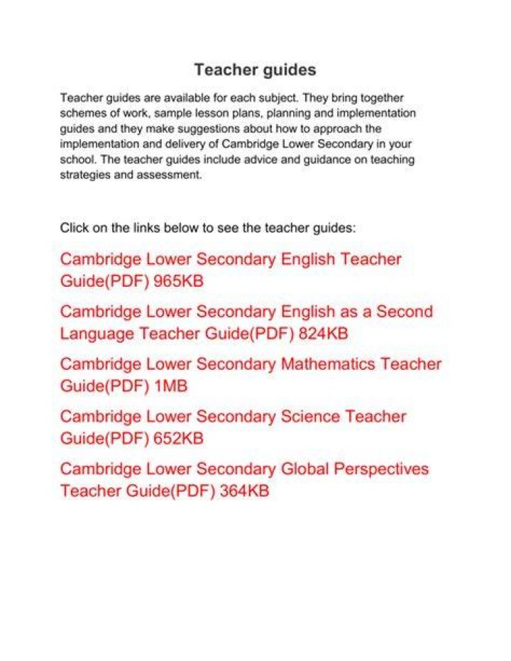 Teacher Guides