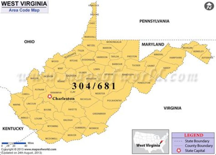 What area codes are in West Virginia?