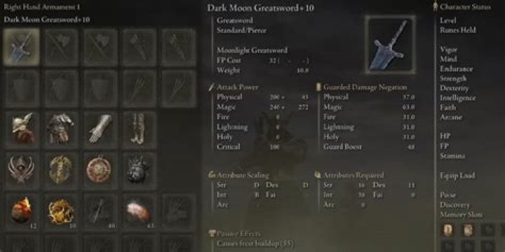 What does the Dark Moon Greatsword do?