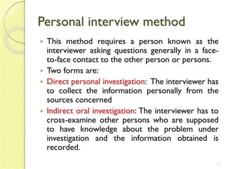 What is indirect interview method How is it different from personal interview method?